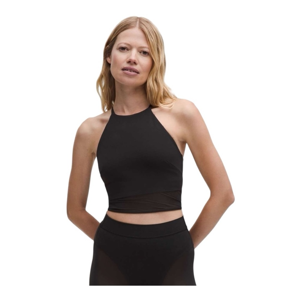 Lululemon Nulu High-Neck Mesh-Hem Tank Top *Light Support, B/C Cup, Black S & M
